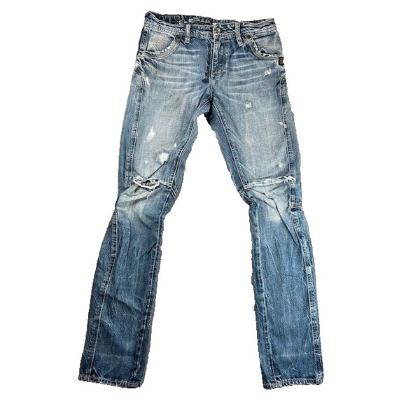 G-Star Raw Jeans Mens 29x34 Blue 5620 3D Slim Leg Thrashed Distressed Moto Biker - Picture 1 of 12